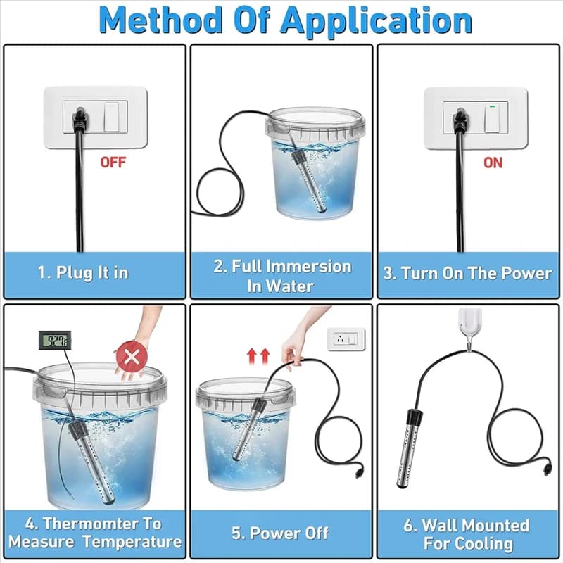 Spina americana, scaldabagno ad immersione, scaldabagno da 1500 W, scaldabagno elettrico sommergibile con termometro LCD durevole facile da usare-