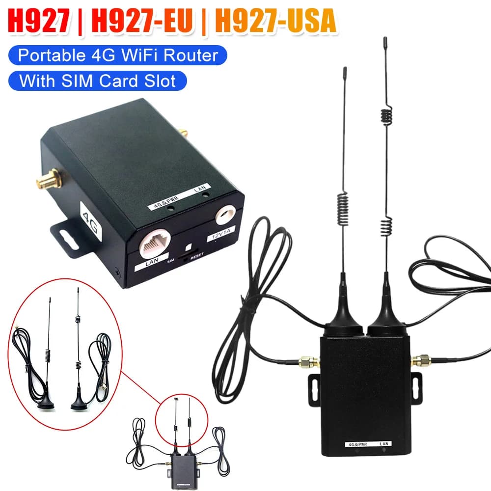EU/USA Plug Wireless Modem Router H927 4G LTE Router Industrial Grade Portable WiFi Router 150Mbps Wireless External Antenna