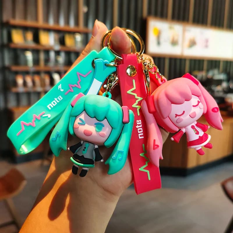 Nuovo stile Anime Hatsune Miku Creativo Periferico Cartoon Portachiavi Gioielli di moda Action Figures in resina Portachiavi in PVC Ciondolo per borsa