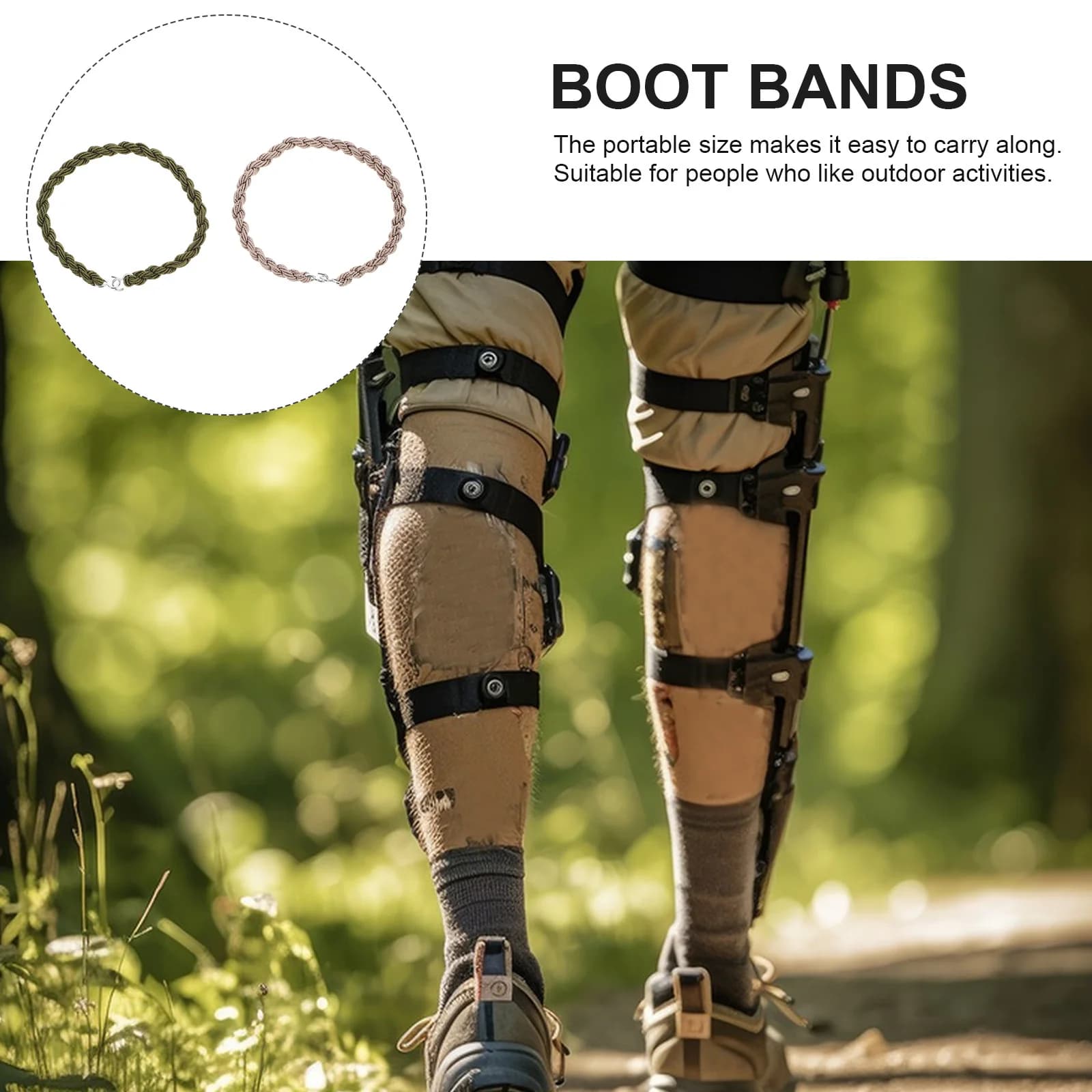 8 pezzi Fasce elastiche per stivali Corde per gambe da esterno Elastico portatile Escursionismo Campeggio Accessori per fissaggio di stivali Corde per leggings