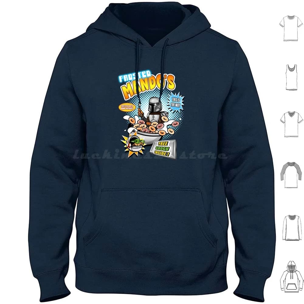 Felpa con cappuccio Hunter Cereal in cotone a maniche lunghe Cultura pop Colazione Cibo Foodie Simpatico divertimento Commedia Hunter Caccia Sport Creativo