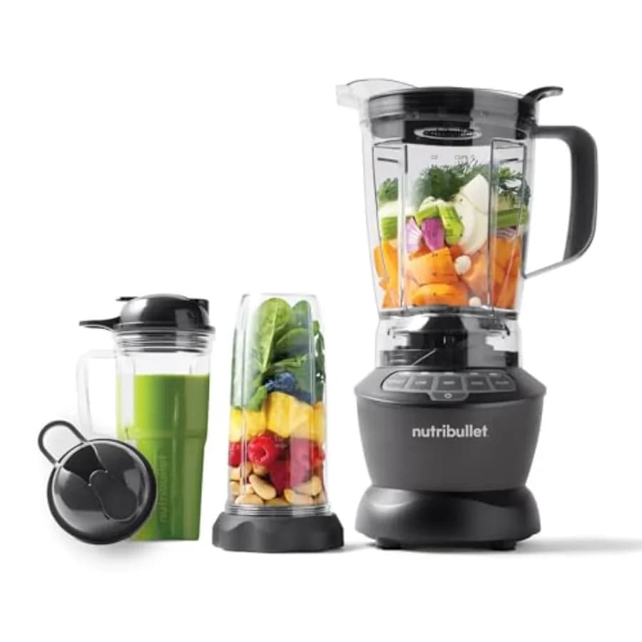 Full-Size 1200W Dark Grey Combo Blender, Kitchen Electrodomestic with Stainless Steel Shelf Resistant and High Performance Motor