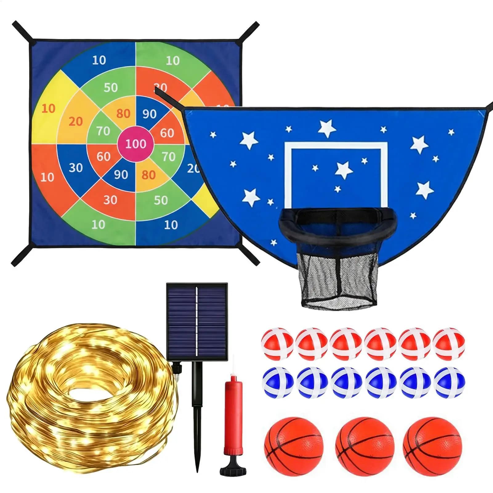 Canestro da basket per trampolino con attacco divertente per bersaglio a freccette, canestro da basket per trampolino da esterno per bambini, ragazzi, ragazze e adulti