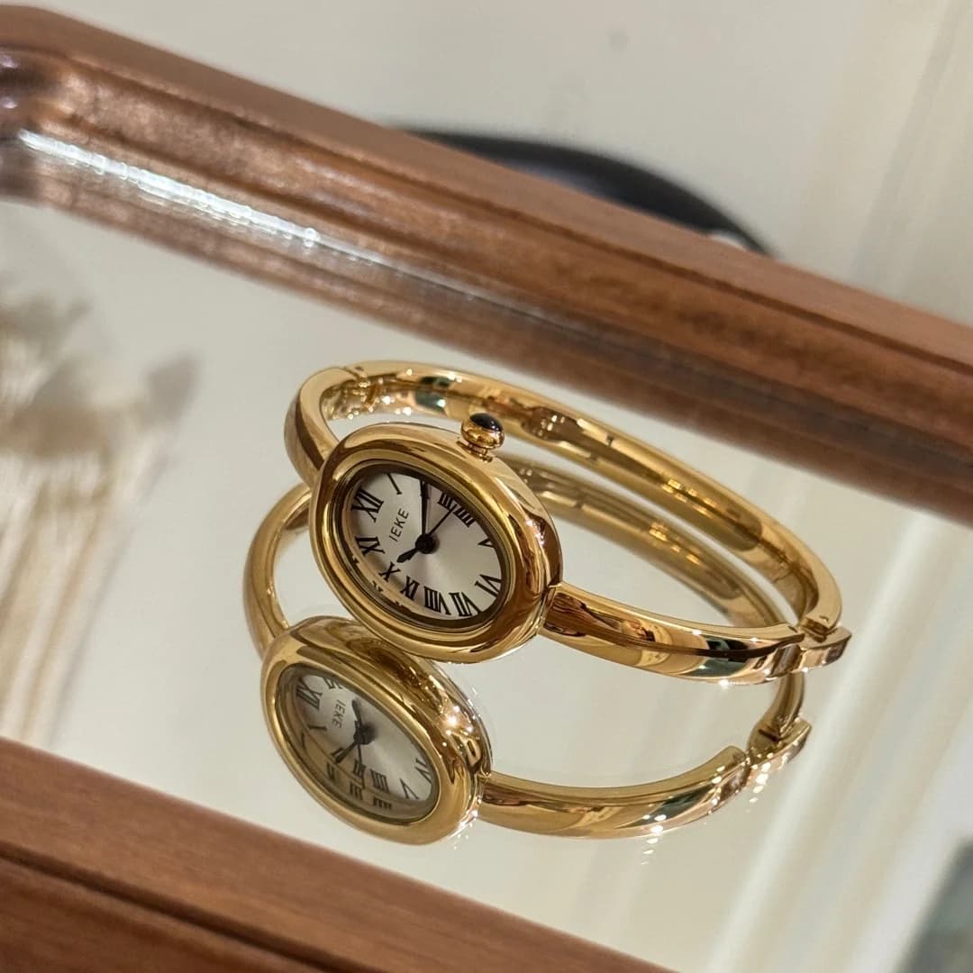 IEKE Bathtub Oval Dial Gold Dust Watch Women Brand Name Famous Watches Al Quarzo Ladies' Gift Powder Watches Relojes Para Mujer