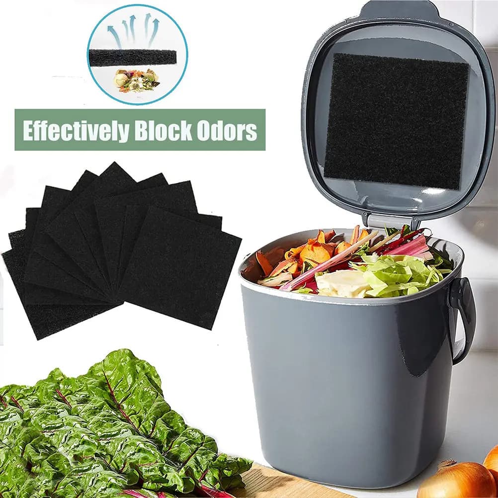 6 Pezzi Spugne Filtranti Premium con Carbone Attivo per Bidoni della Spazzatura, Contenitori per Compost, Deodoranti per Odori, Cucina e Casa