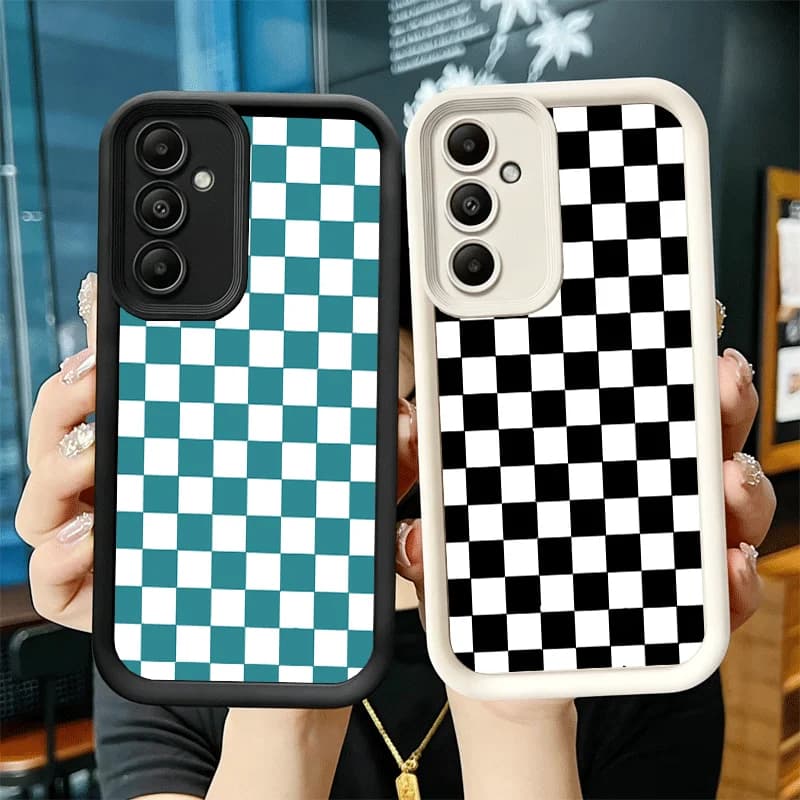 Phone Case for Samsung Galaxy A17 A16 A15 A14 A13 Retro Classic Chess Board Grid A56 A36 A26 A55 A35 A25 A54 A34 A24 A53 A33 A23