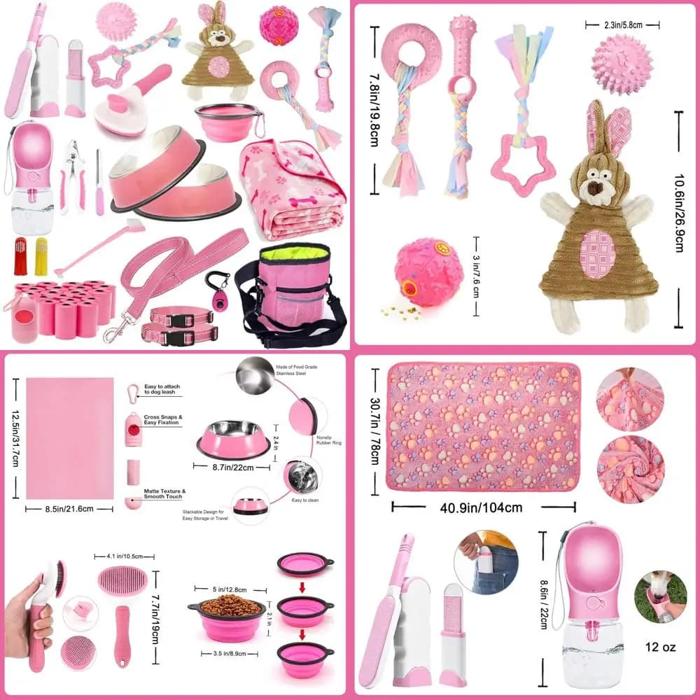 Kit Puppy Essentials: set da 39 pezzi per nuove esigenze di cuccioli: guinzaglio per cani, giocattoli, ciotole, spazzole e altro ancora