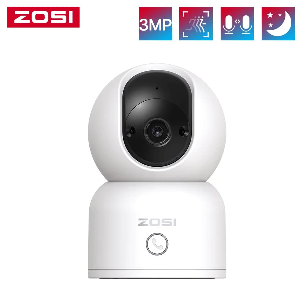 ZOSI C518 Telecamera IP di sicurezza intelligente Pan/Tilt per interni 2K 360 ° Baby Pet Monitor AI Human Tracking Telecamera di sorveglianza WiFi 2.4G/5G
