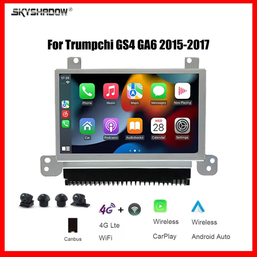 Autoradio multimediale 8 pollici CarPlay Android 15 8 Core 12G+256G con navigatore GPS Bluetooth 4G per Trumpchi GS4 GA6 2015-2017