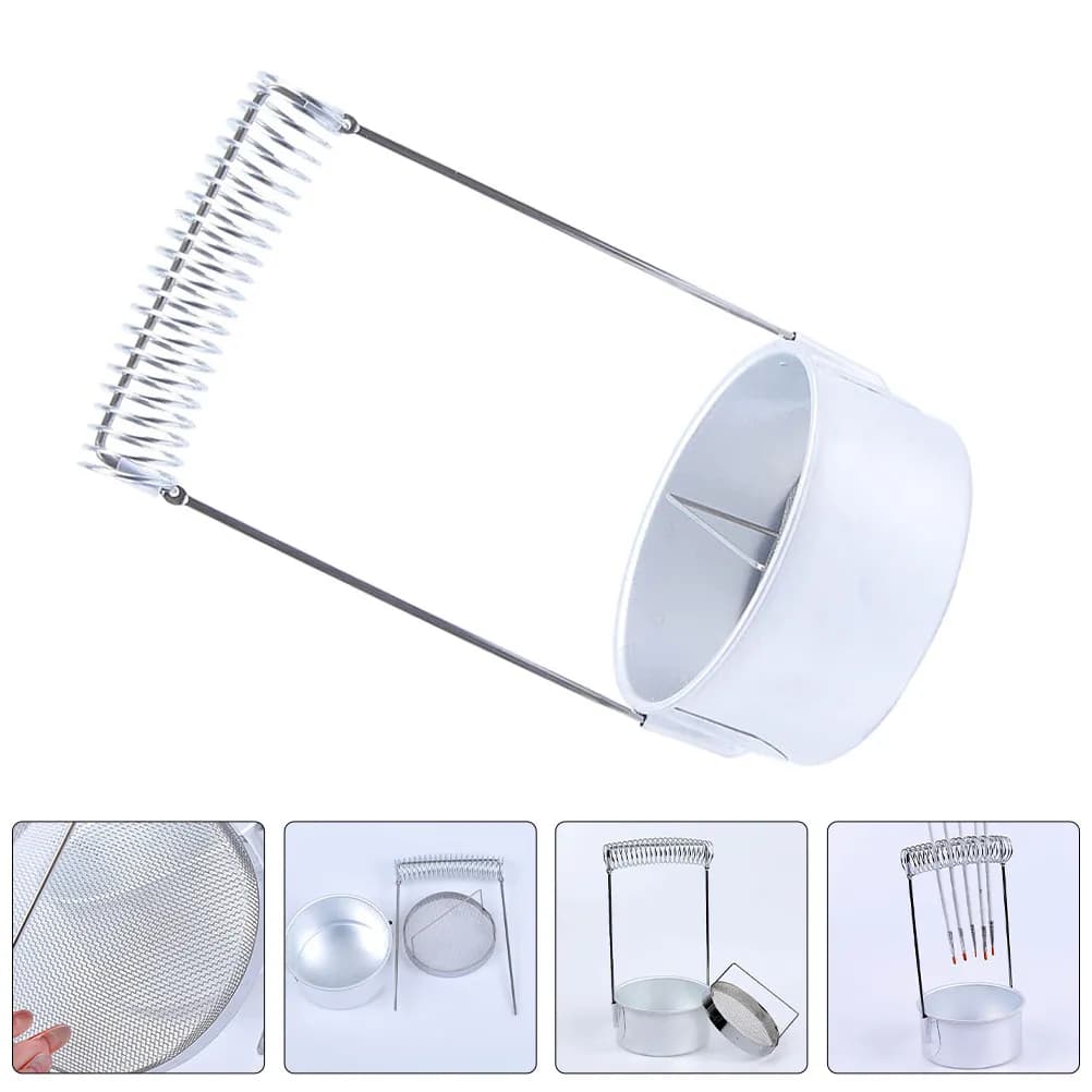 Set di 2 Porta Pennelli in Acciaio Inox con Base a Rete Fine, Organizzatore Stabile per Asciugatura, per Artisti Pittori e Uso Domestico
