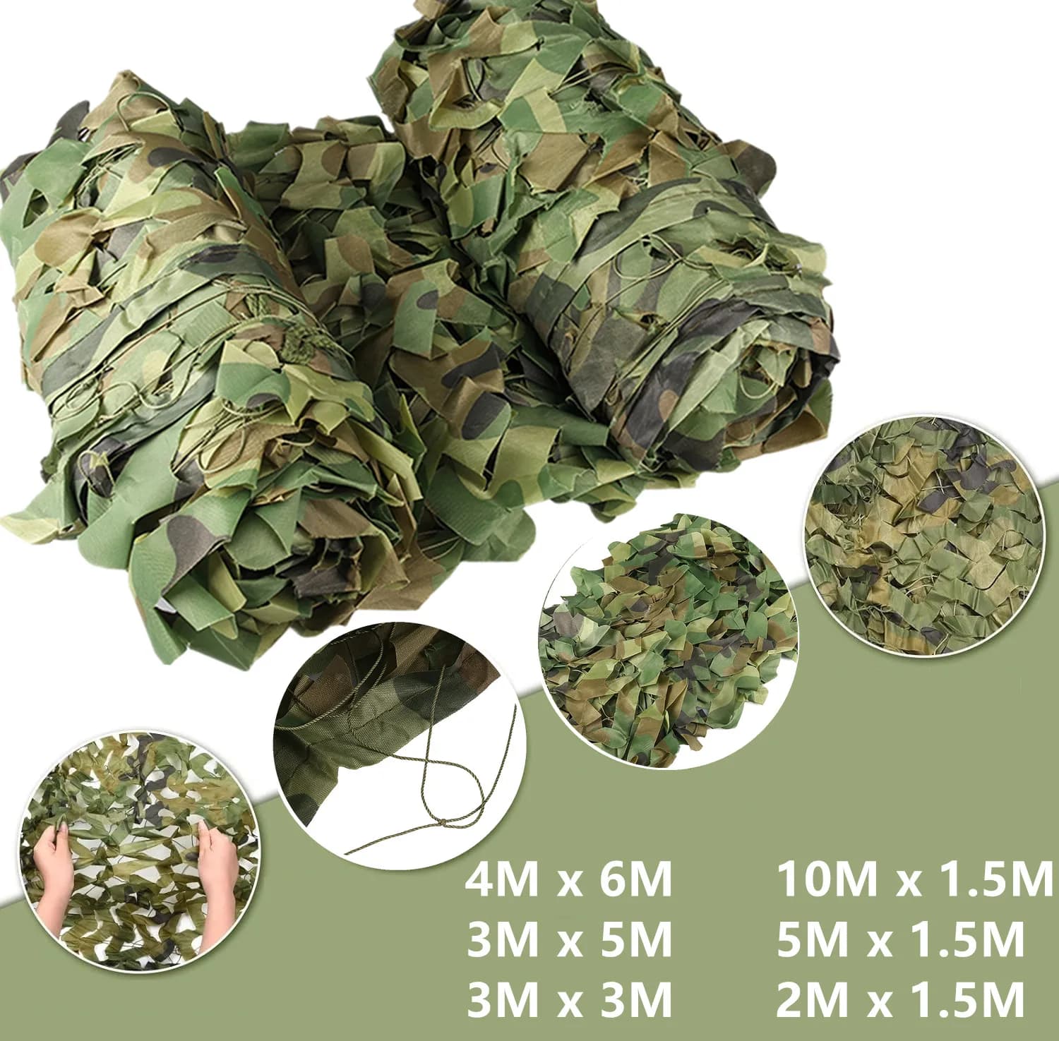 Rete mimetica rete mimetica da caccia 10M x 1.5M 4M x 6M Woodland Army Training parasole reti a rete per campeggio riparo solare militare