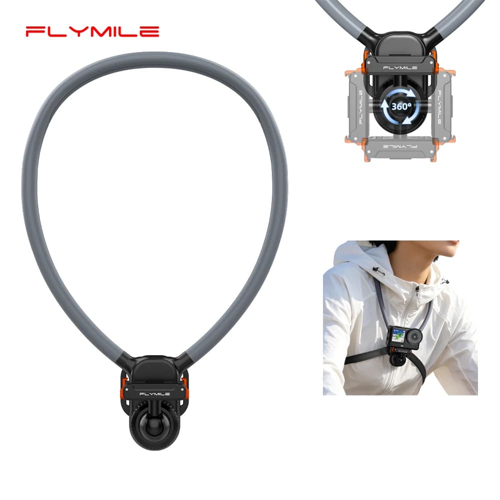 Flymile Neck Mount for DJI Action 6/5 Pro/4/Insta360 X5/Ace Pro 2 Camera POV Video Photography Accessories With Chest Strap
