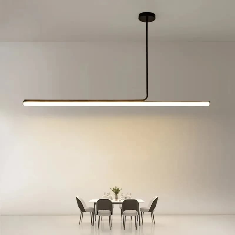 Lampade a sospensione moderne a LED a striscia lunga per soggiorno, sala da pranzo, scrivanie, cucina, lampadario nero, decorazioni per la casa, apparecchio di illuminazione a sospensione