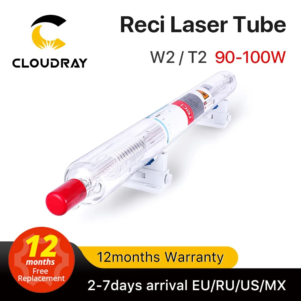 Cloudray Reci W2/T2 90W-100W Laser Tube CO2 Wooden Box Packaging Diameter. 80 mm/65 mm S2 Z2 Laser Engraving Machine