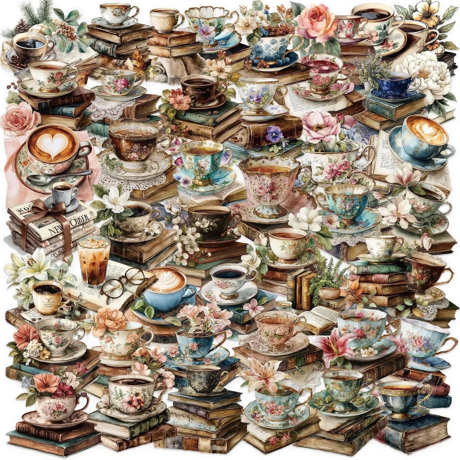 50/100 pezzi adesivi trasparenti per libri di caffè vintage notebook telefono skateboard computer tazza d'acqua adesivi decorativi impermeabili