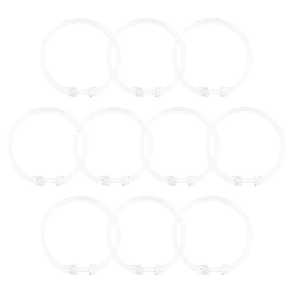 10 Pieces Circular Rings for Shower Curtains, Transparent Acrylic Round Hooks for Bathroom Curtains, Flexible and Indeformable