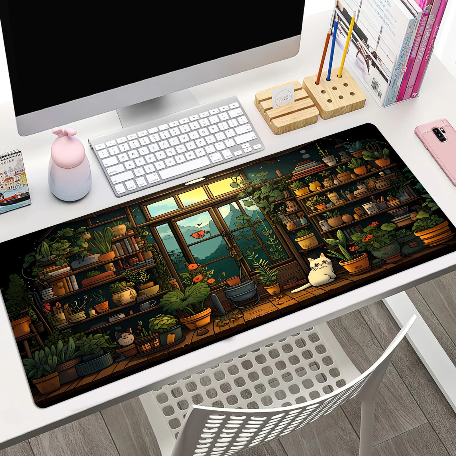 Sink mouse mat cat desk mat Kawaii desk decoration mat, big game mouse mat for desktop computer keyboard, desk decoration