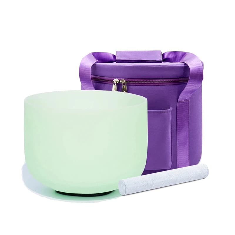 Hye-eun Mint green 10 Inch 440Hz/432Hz Crystal Singing Bowl Chakra CDEFGAB Note for Sound Healing Meditation with Bag