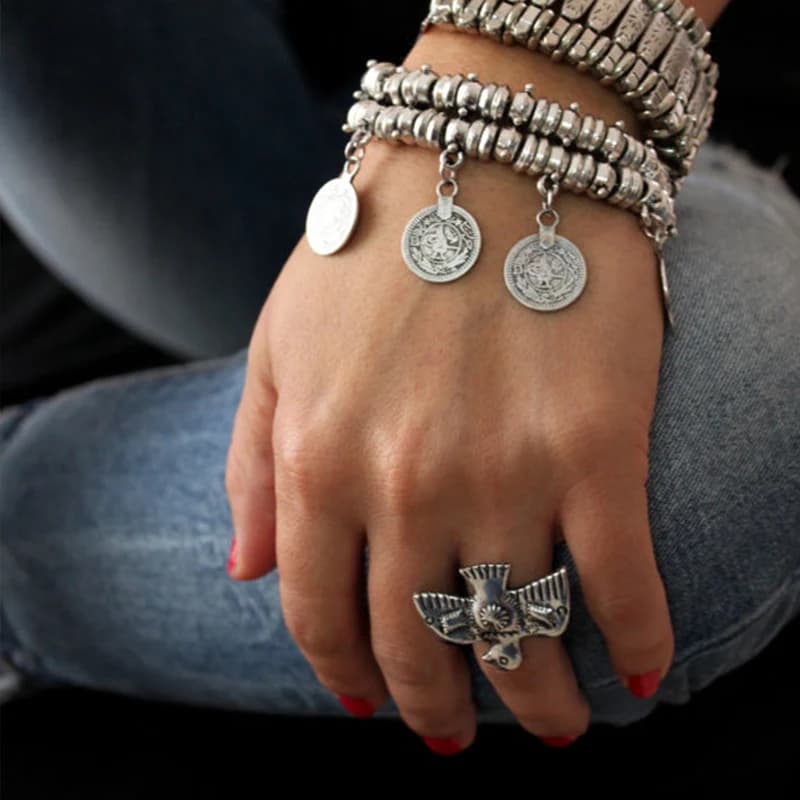 Bohemian Coins Pendant Bracelet Lovers Gypsy Beach Chic Double-deck Anklet Bangle For Women Festival Turkish Jewelry Accessory