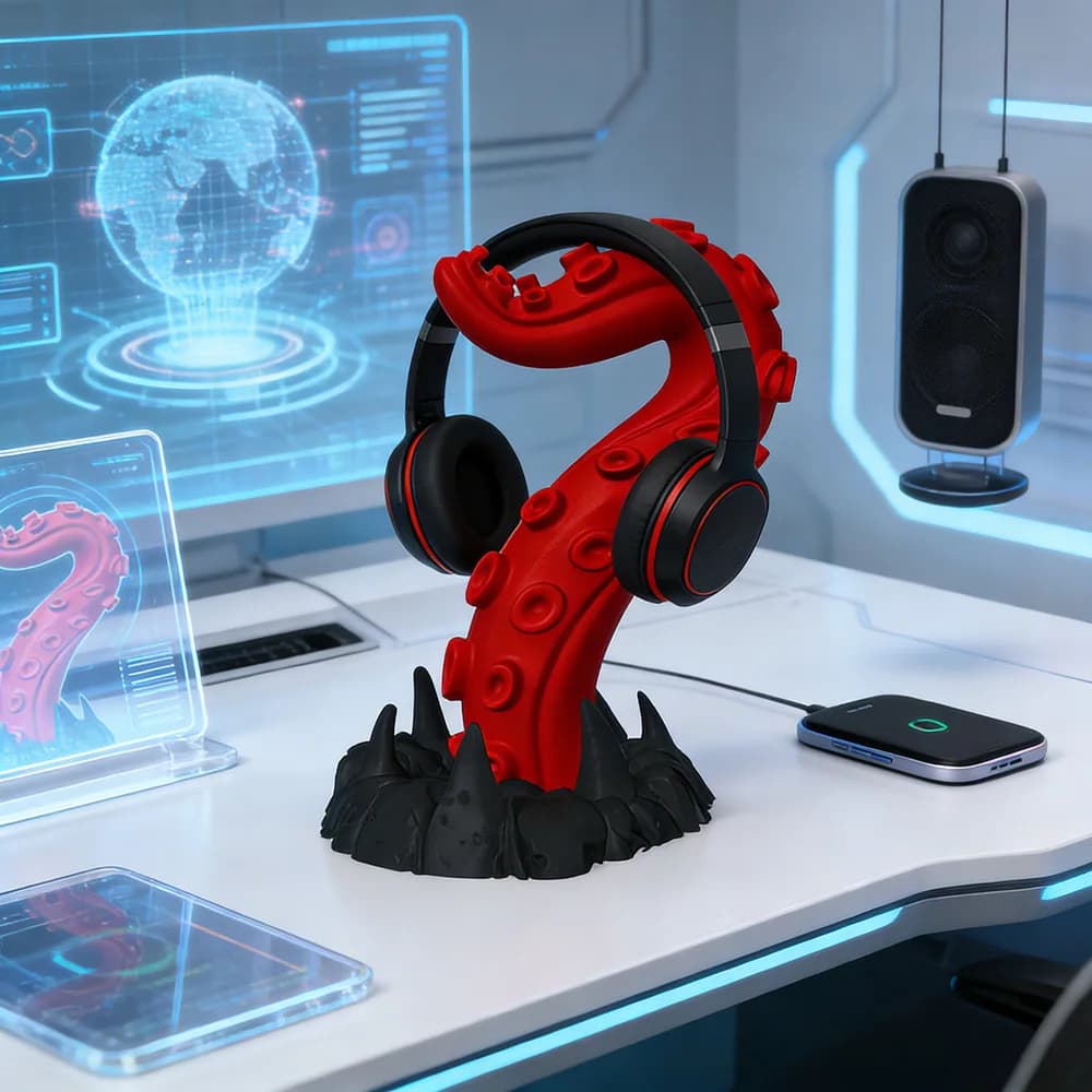 Porta cuffie stampato in 3D Gancio per cuffie universale a forma di tentacolo di polpo Supporto da tavolo personalizzato per ornamenti