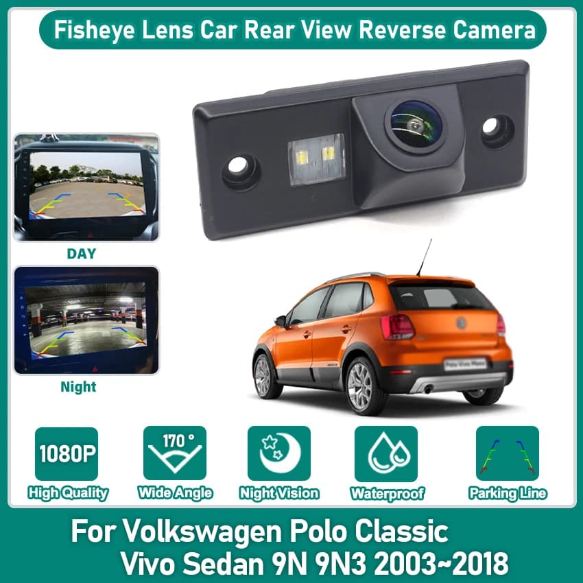 Telecamera retromarcia per Volkswagen Polo Classic Vivo Berlina 9N 9N3 2003 ~ 2015 2016 2017 2018 Telecamera posteriore per auto CCD Visione notturna