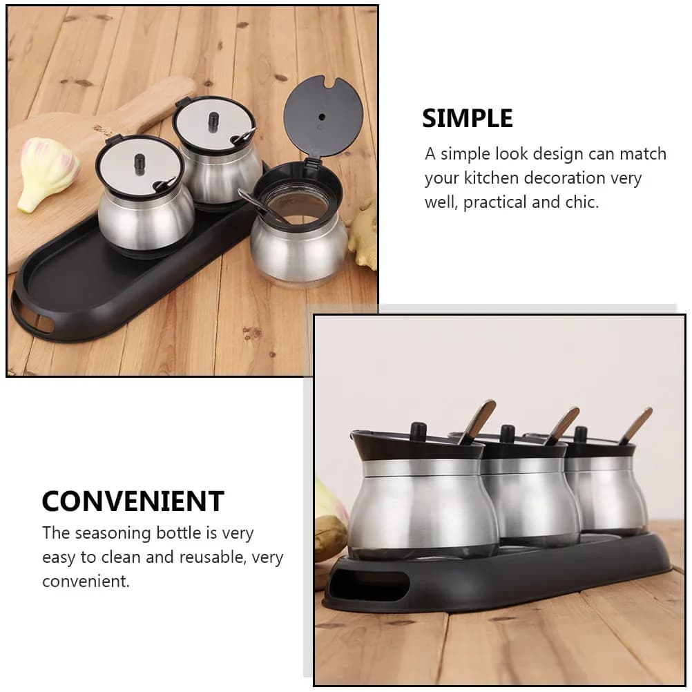 Set di 1 Barattolo per Spezie in Vetro Sigillato con Coperchio in Acciaio Inossidabile, Contenitore per Condimenti da Cucina, Organizzatore per Spezie Domestico