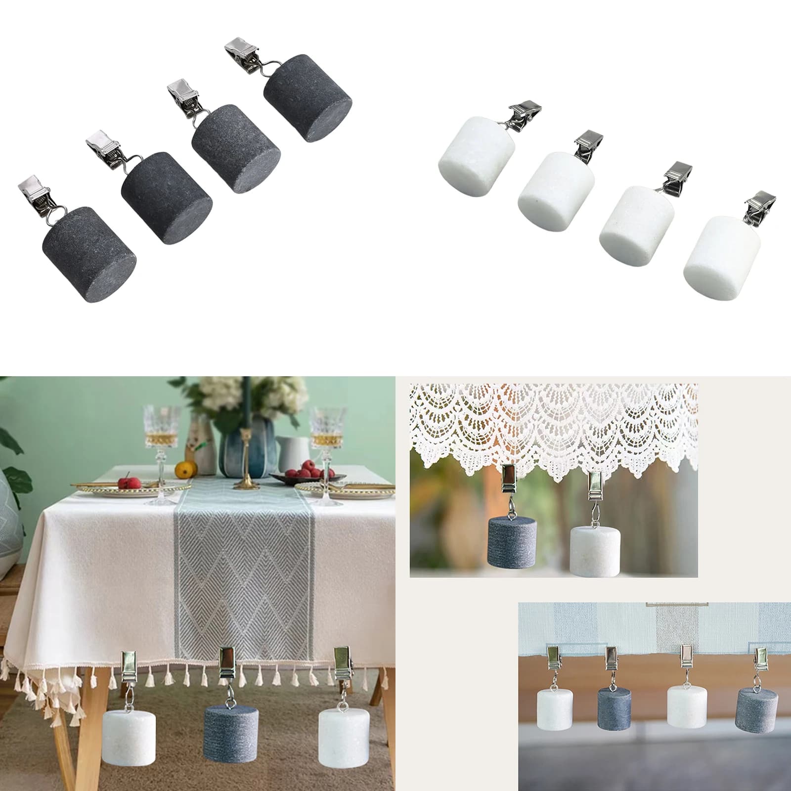 4pcs Tablecloth Weights Marble Table Cover Weights Anti-Skid Outdoor Curtain Shower Stones Pendant Weights Table Cover Clips Pad