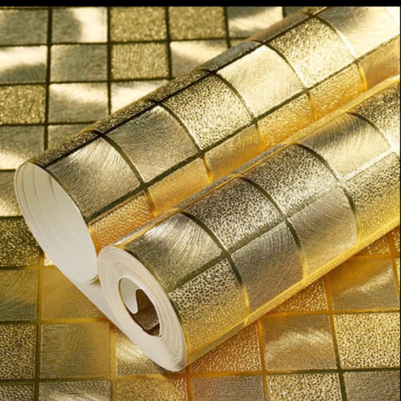 Rulli di carta da parati a mosaico non autoadesivi per la decorazione della parete Specchio glitterato Luce scintillante Riflette adesivi murali oro argento