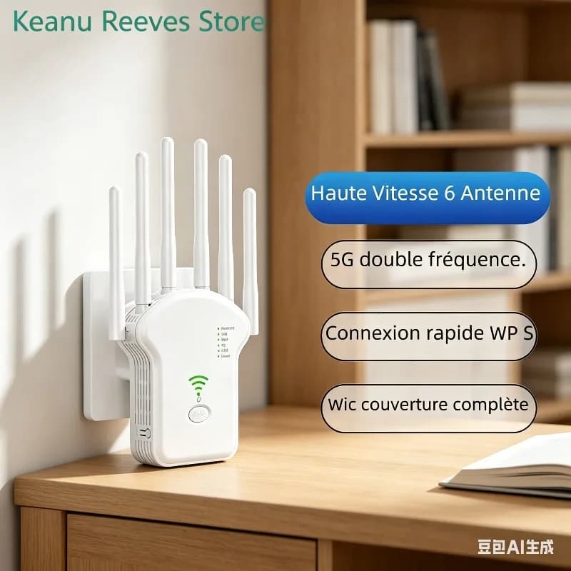 Ripetitore Wireless Dual Band AC1200M, Amplificatore di Segnale Wi-Fi 5G ad Alta Potenza, Estensore di Portata