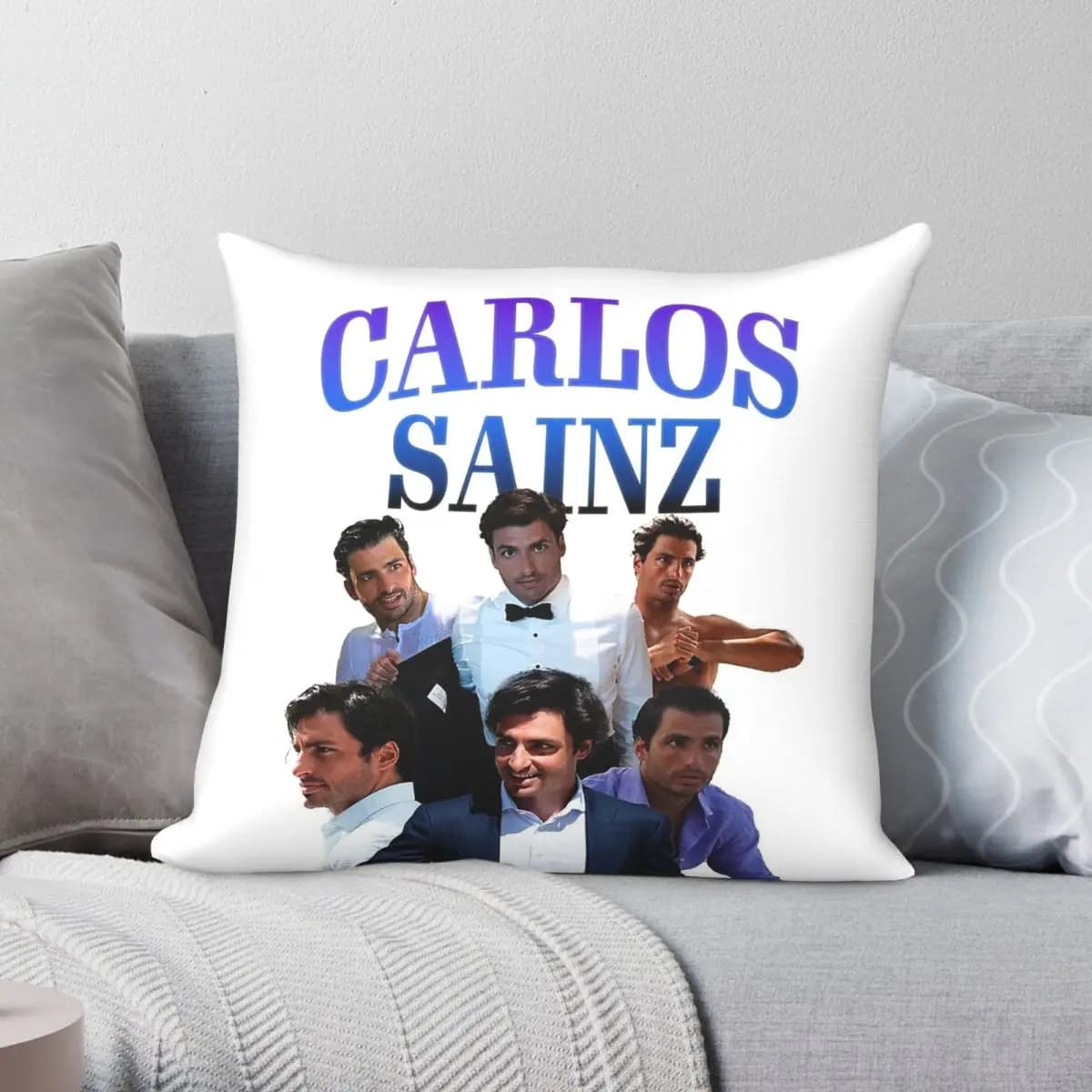 Carlos Sainz Jr Square Pillowcase Polyester Linen Velvet Creative Zip Decor Pillow Case Sofa Cushion Cover
