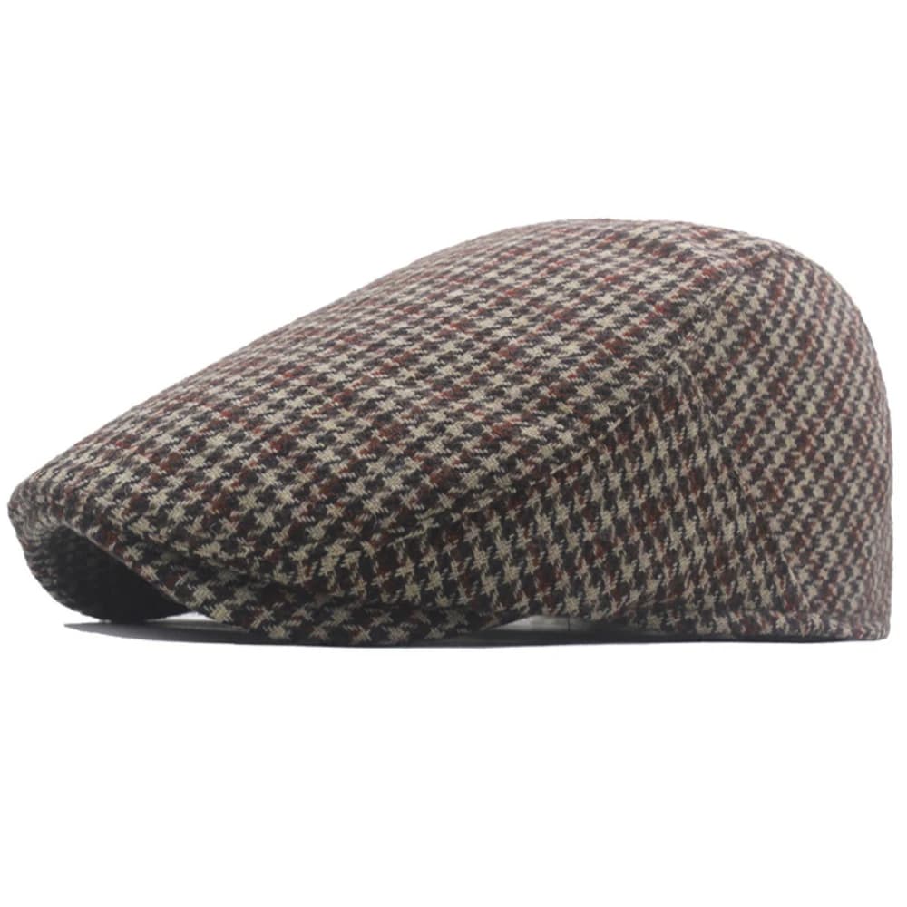 Berretto HT5038 per Uomo e Donna, Stile Vintage a Quadri, in Lana, Cappello Piatto Regolabile per Autunno e Inverno