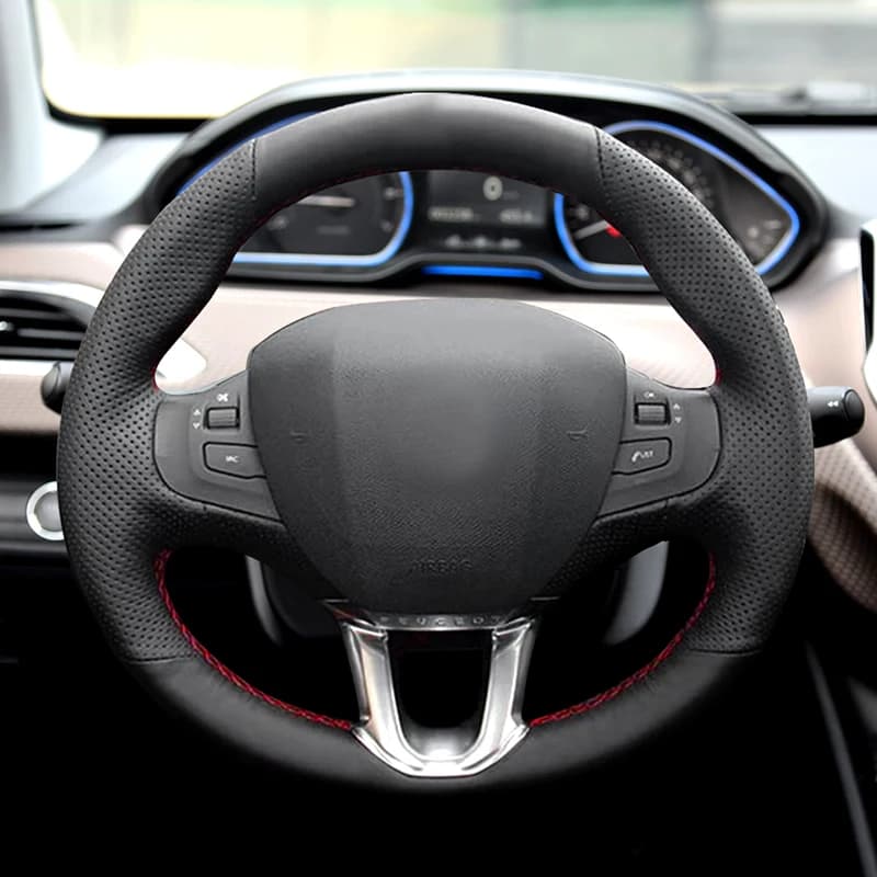 Treccia sul Volante Per Peugeot 208 Peugeot 2008 2014 2015 2016 2017 2018 Volante per auto Copertina in pelle cucita a mano