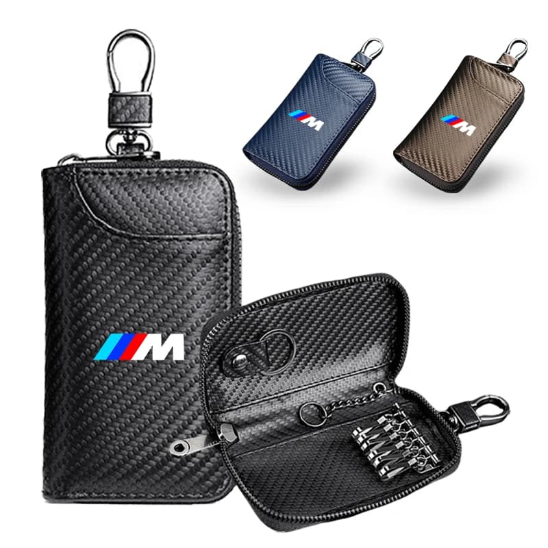 Carbon Fiber Multifunction Car Keychain Key Bag Anti-loss Wallet For BMW 1 3 5 7 Series M X1 X3 X5 F15 F16 F20 F30 M3 M4 E34 E46