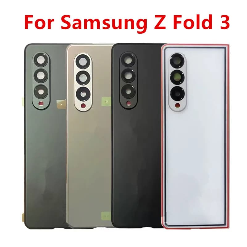 Custodia Fold3 per Samsung Galaxy Z Fold 3 F926 riparazione della copertura posteriore della batteria in vetro Sostituisci la custodia posteriore del telefono della porta + obiettivo della fotocamera