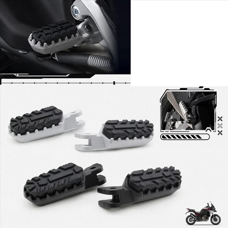 Pedali poggiapiedi moto classici Pedane anteriori posteriori per Ducati Multistrada V4 V4S RS Pikes Peak V2 V2S 2021+ Argento