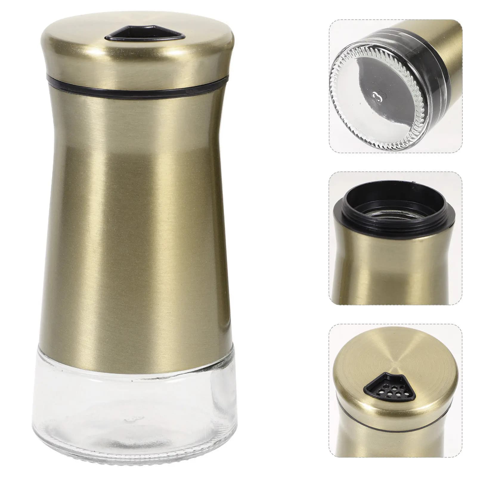 Set di 2 Bottiglie per Condimenti da Cucina in Acciaio Inox, Saliera e Pepiera con Coperchi Ermetici per Conservazione di Spezie Secche