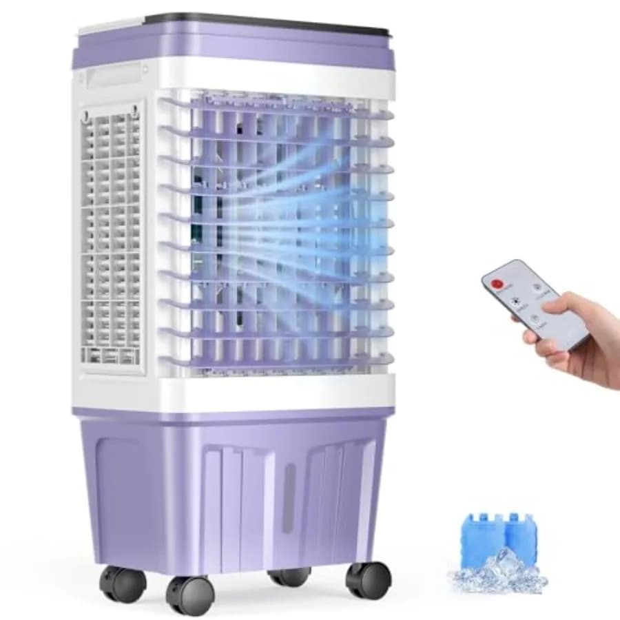 Swamp Cooler for home kitchen bedroom use, plastic body, gray color, 2500 CFM cooling capacity with 6.87 Gal water tank, 3 spee