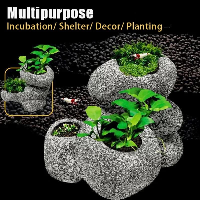 Fish Shrimp Incubation Shelter Cave Multipurpose Ceramic Planting Pots Fish Tank Aquarium Decorations Water Aquatic Plant Basin