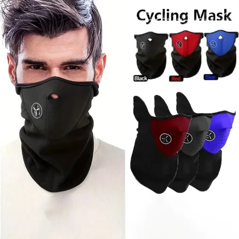 1-4Pcs Winter Cycling Mask Warm Windproof Dustproof Motocycle Half Face Cover Breathable Mesh Polar Fleece Thermal Ski Face Mask