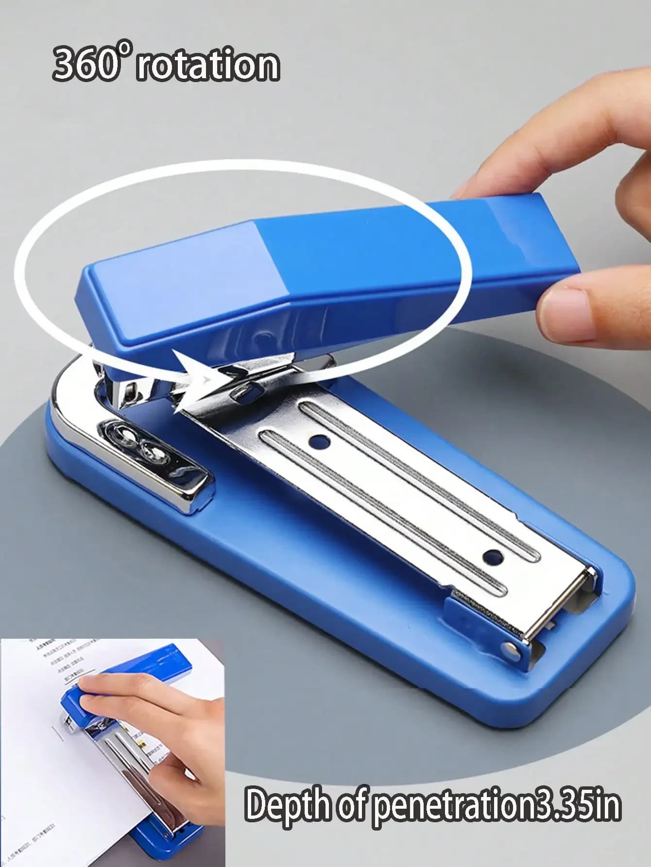 1pc Multipurpose Heavy Duty Rotatable Stapler, Accommodates Up To 3.74-Inch Stacking Depth, With 500pcs Staple Pins For Office, Home, Student Use Back To School,Back To School,School Supplies