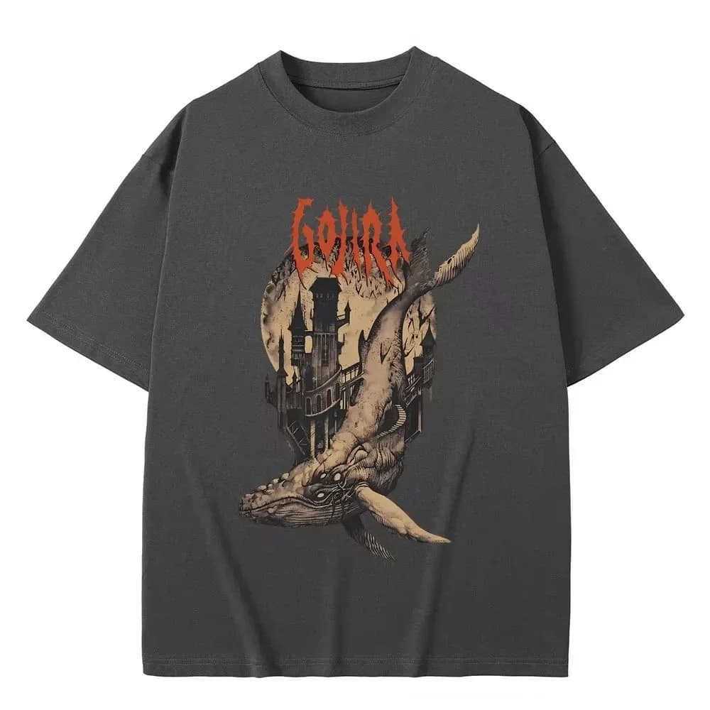 Maglietta in cotone 100% con stampa vintage Rock di French Metal Band Gojira From Mars To Sirius Flying Whales, top casual unisex