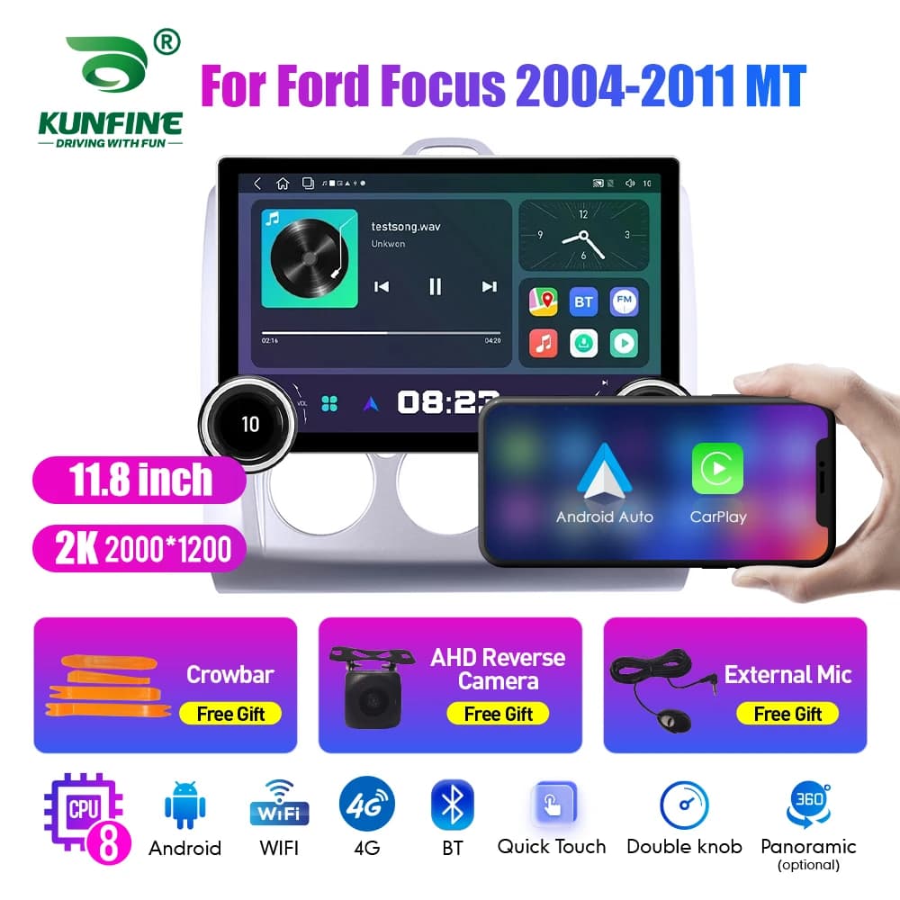 11.8 pollici 2K Doppi Manopole 2 Din Autoradio Per Honda Focus 2004-2011 Autoradio DVD Lettore Video Multimediale Android Auto Carplay