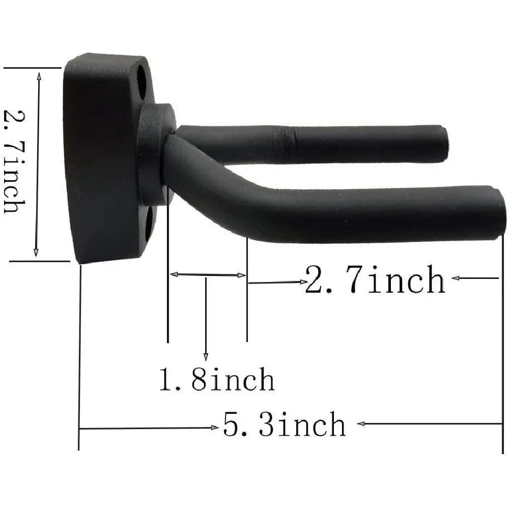 Guitar Wall Mount Hanger, Short Metal Instrument Wall Hook, Ukulele Electric Guitar Wall Holder with Soft Sponge Padding, Black, 2‑Pack