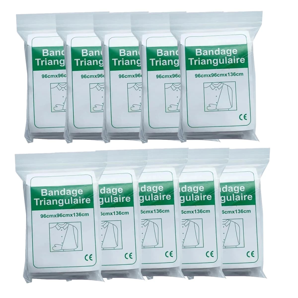 Benda Triangolare di Sopravvivenza in Tessuto Non Tessuto 96x96x136cm, Kit di Pronto Soccorso per Emergenze all'Aperto, Auto-Soccorso ed Emostasi