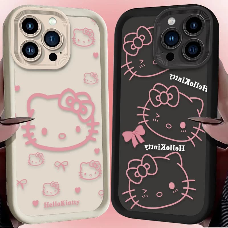 Pink Case Hello Kitty Full Cover Shoe for iPhone 17 Air 16 16E 15 14 13 12 11 Pro Max XS Max XR SE 2020 SE4 7 8