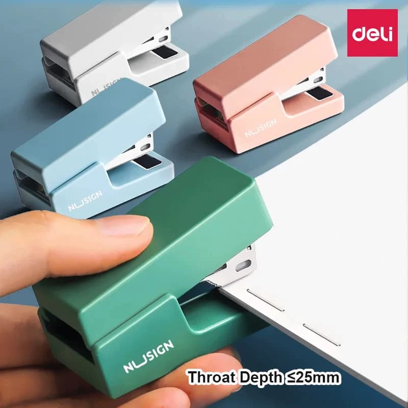 Deli Mini Stapler Set Portable Fashion Stationery Book Binding Machine Office Supplies Using 26/6 Staples for Paper Binding