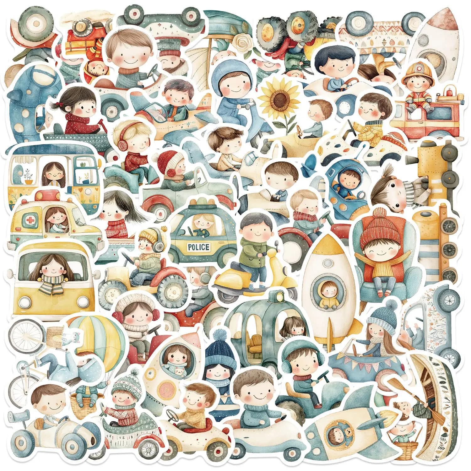 10/30/50 pezzi adesivi per il trasporto del fumetto telefono portatile chitarra laptop bagagli adesivi decorativi impermeabili in PVC fai da te per bambini