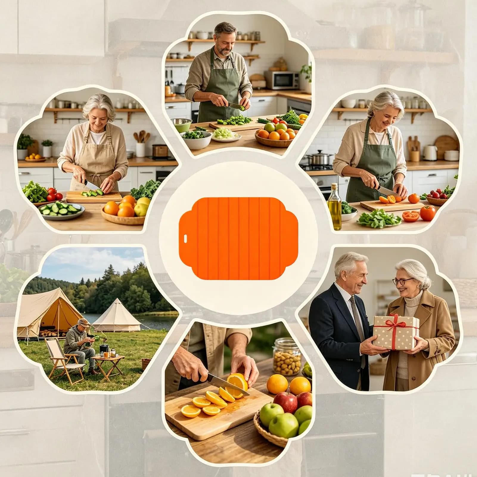 Cutting Mats For Kitchen Double-Sided Foldable Pad 30x20x0.5cm Roll Up Flexible Cutting Board For Outdoor Home Counter Camping