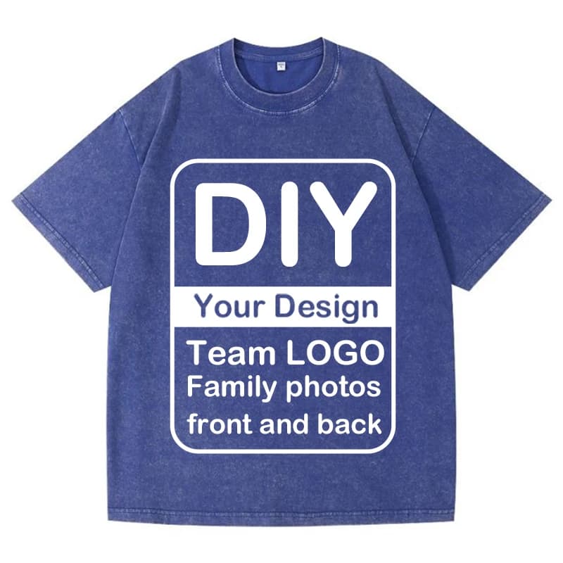 Hot Selling Men's Women's Customized T-shirt with Your Design, Team Logo, Family Photos Vintage 100% Pure Cotton Tops Loose Fit