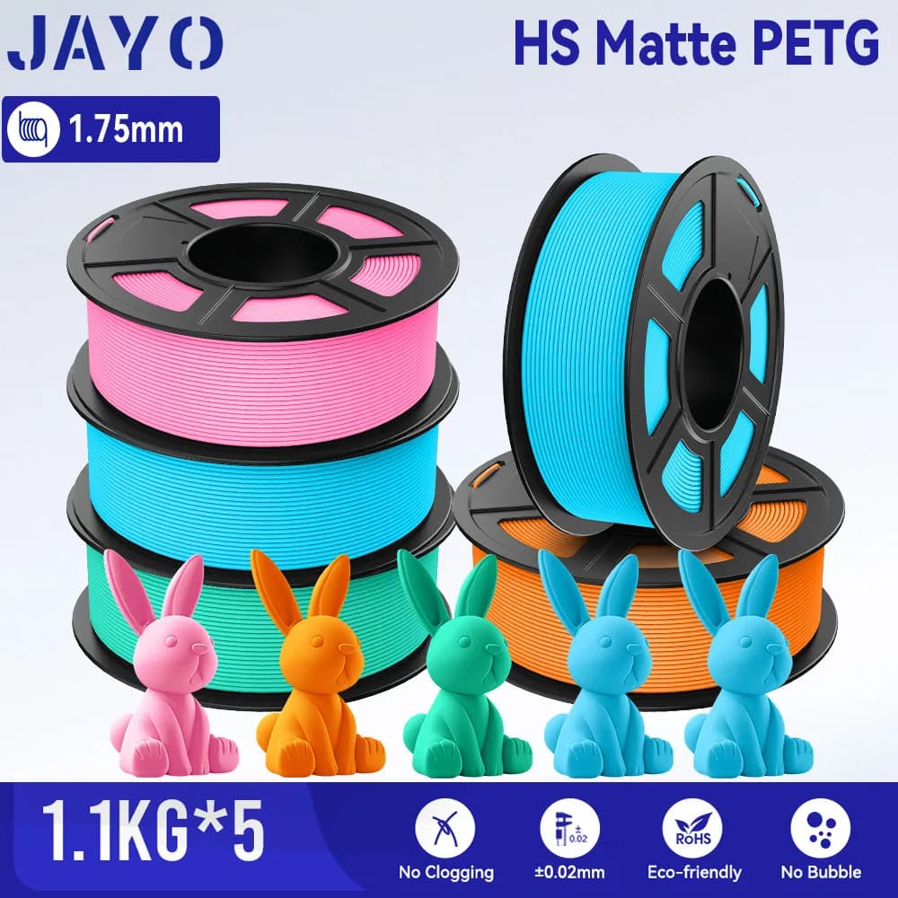 JAYO High Speed Matte PETG 3D Filament 1.75mm 30mm/s - 600mm/s Print Range High Flow Speedy PETG 3D Printer Filament for 3D